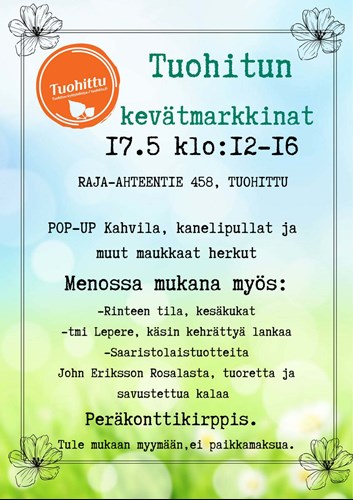 Tuohitun kevätmarkkinat sunnuntai 17.5.2026